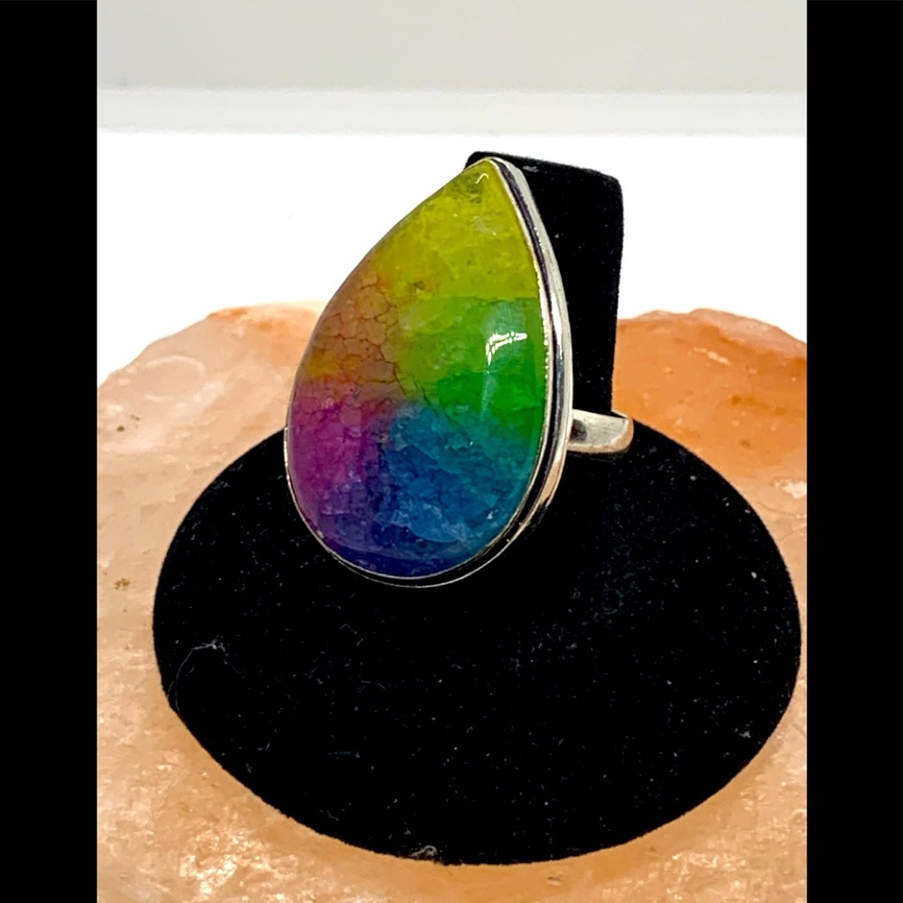 Agate Geode slice ring size 8